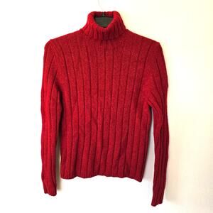 Vintage Abercrombie & Fitch Y2K Turtleneck Sweater Mens M Red Wool Ribbed Preppy